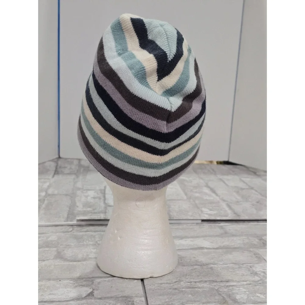 Carhartt Beanie Hat Youth One Size Fits All Blue Striped Fleece Lined‎ Acrylic